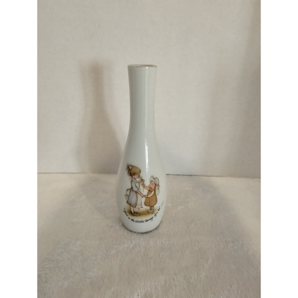 Other - Vintage White Porcelain Bud Vase Child Illustration "Love Is the Little Things"